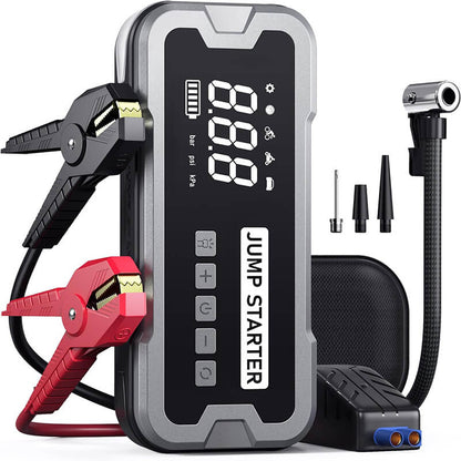 4-in-1 Jump Starter with Air Pump, Power Bank & Flashlight